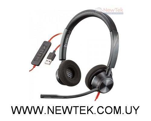 Auriculares con Microfono Poly Blackwire C3320 Estereo Conexión USB Con Control