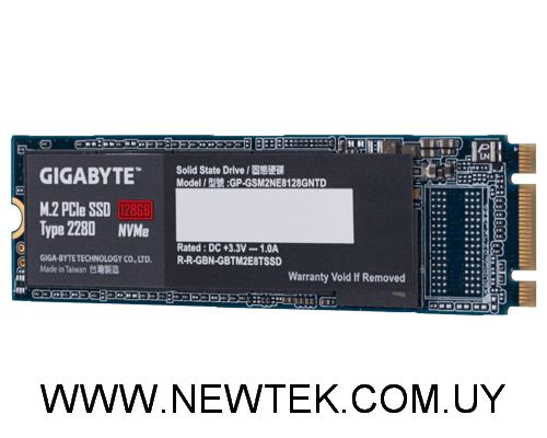 Disco Duro Estado Solido M.2 2280 GIGABYTE SSD 128GB PCIe NVMe Lectura 1100 MB/s