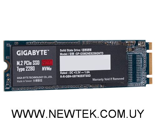 Disco Duro Estado Solido M.2 2280 GIGABYTE SSD 256GB PCIe NVMe Lectura 1200 MB/s