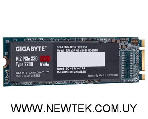 Disco Duro Estado Solido M.2 2280 GIGABYTE SSD 512GB PCIe NVMe Lectura 1550 MB/s
