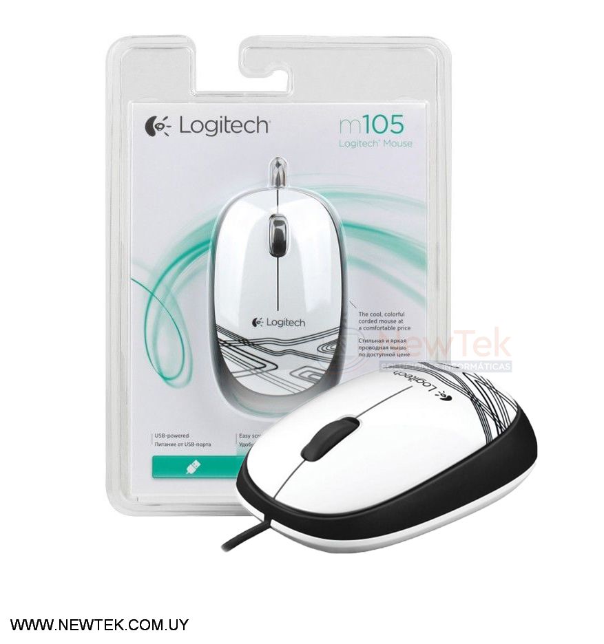 Mouse Cableado Logitech M105 910-003138 ambidiestro Puerto USB 1000 dpi Blanco