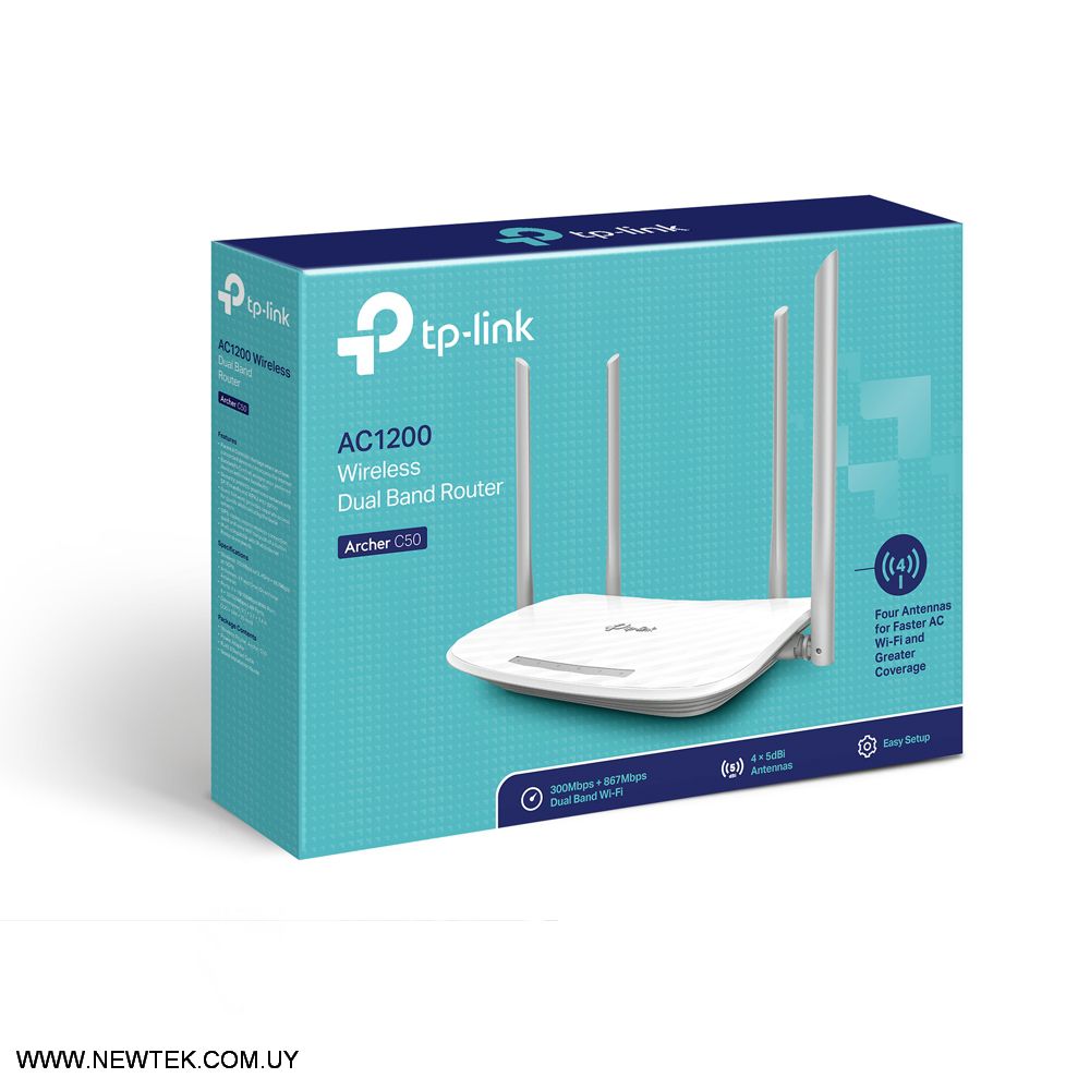 Router Inalambrico TP-Link Archer C50 Dual Band 2.4Ghz 5Ghz AC1200 Mbps 3 Antena