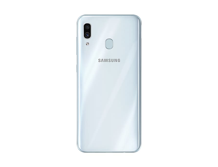Celular Samsung A30 DS White RAM 4GB Mem 64GB Cámara 16Mpx Trasera Dual 16+5Mpx
